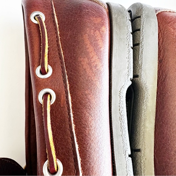 L.L. Bean Mens Camp Moc Brown Leather Boat Shoes Moccasin Stitching OU670 Size 8 - Picture 14 of 14